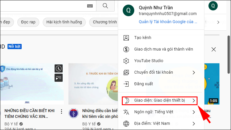 Chọn Giao diện: Giao diện thiết bị